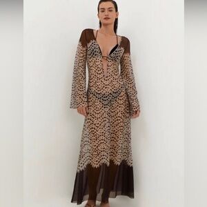 Caroline Constas Lidi Long Cover Up Tunic Beach Swim Cover-up